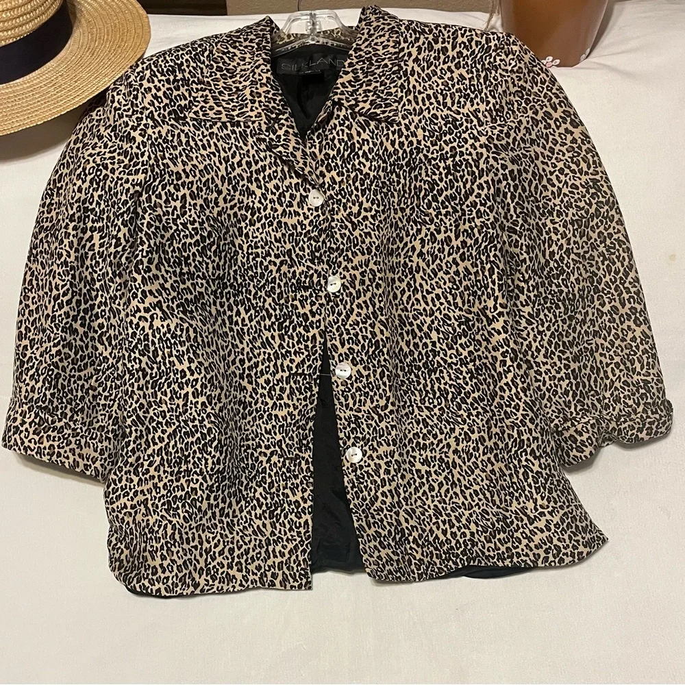 Vintage Leopard Print Silk Button Up Jacket Blazer 90s Y2K Animal Print – Size 6